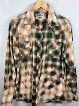 Vintage Western Style  Dark Green, Peach and Brown Flannel Size XL
