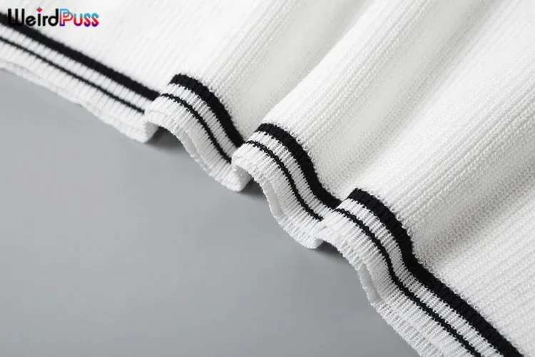 Weird Puss Digit Print Women Dress Summer Knit Thin Sleeveless Low-Neck Stretch Skinny Bodycon Simple Hipster Casual Streetwear