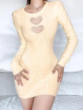 Wenkouban-Christmas Thanksgiving Gift New Year's Eve Dress Heart Cutout Backless Knit Mini Dress