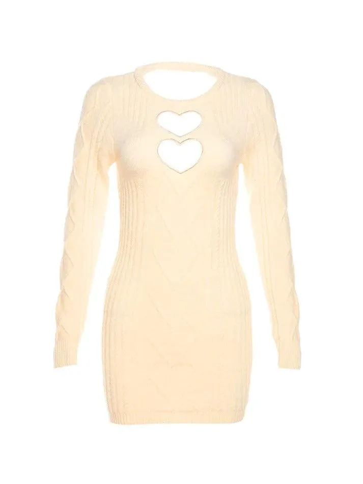 Wenkouban-Christmas Thanksgiving Gift New Year's Eve Dress Heart Cutout Backless Knit Mini Dress