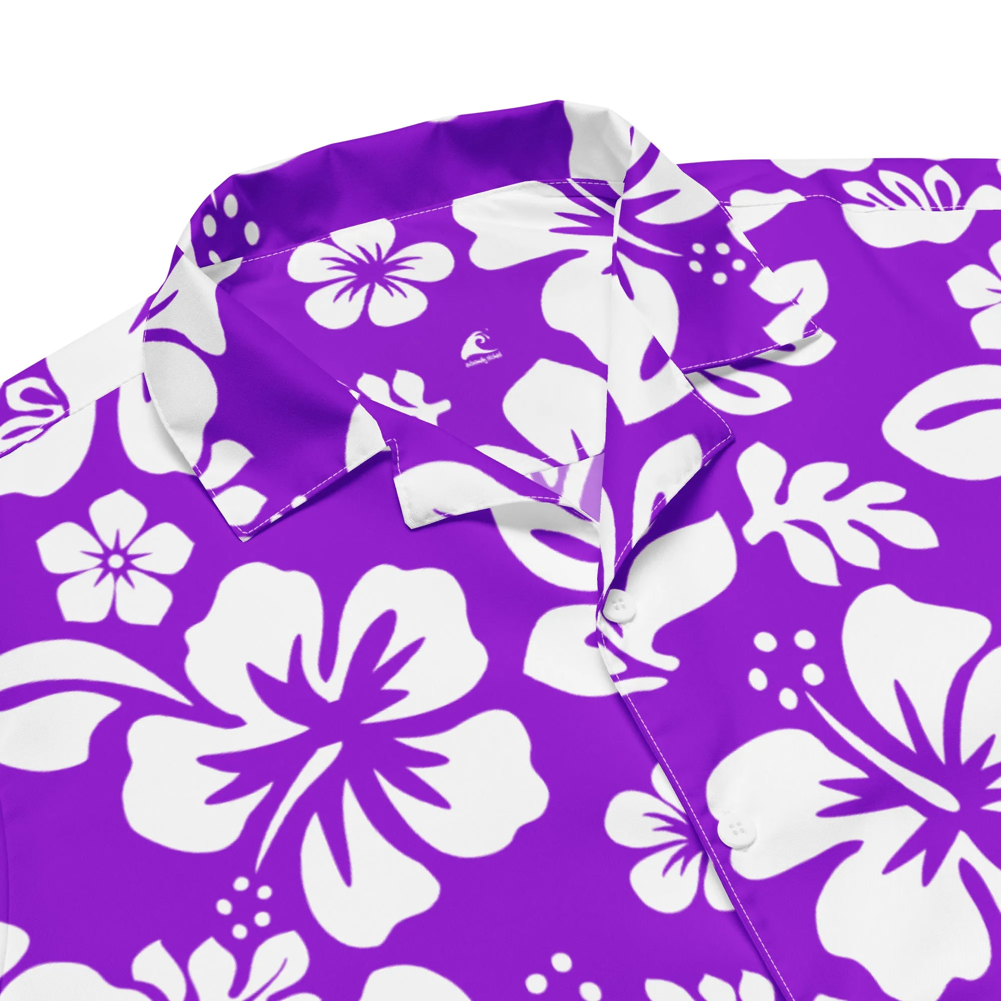White and Purple Hawaiian Print Aloha Shirt