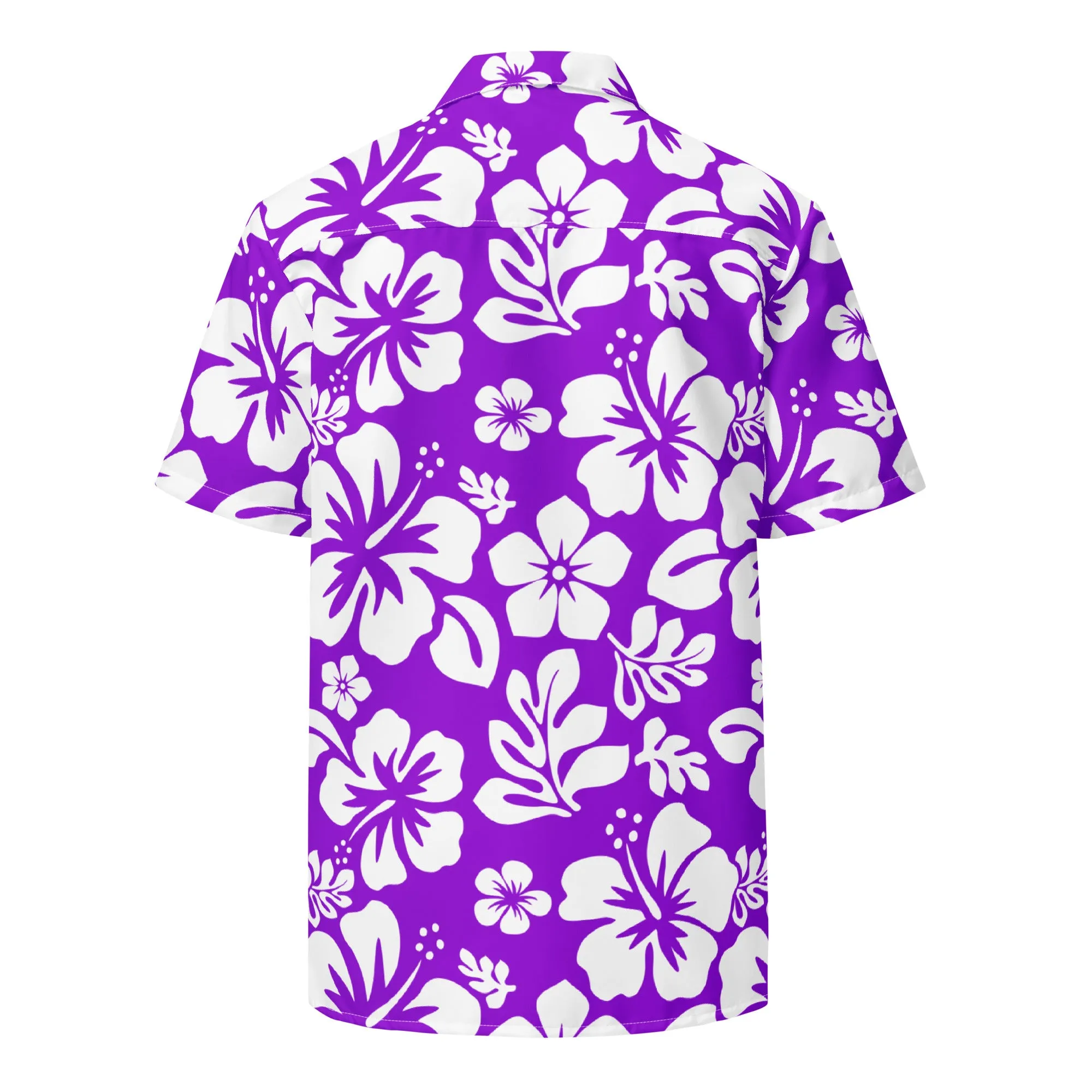 White and Purple Hawaiian Print Aloha Shirt