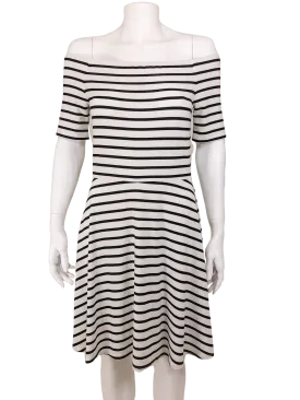 White House Black Market, Off-The-Shoulder Striped Dress, Size S