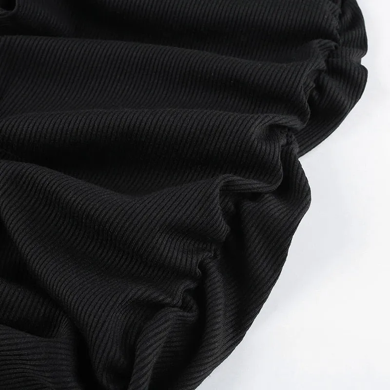 Winter Ribbed Knit Turtleneck Bodycon Dress