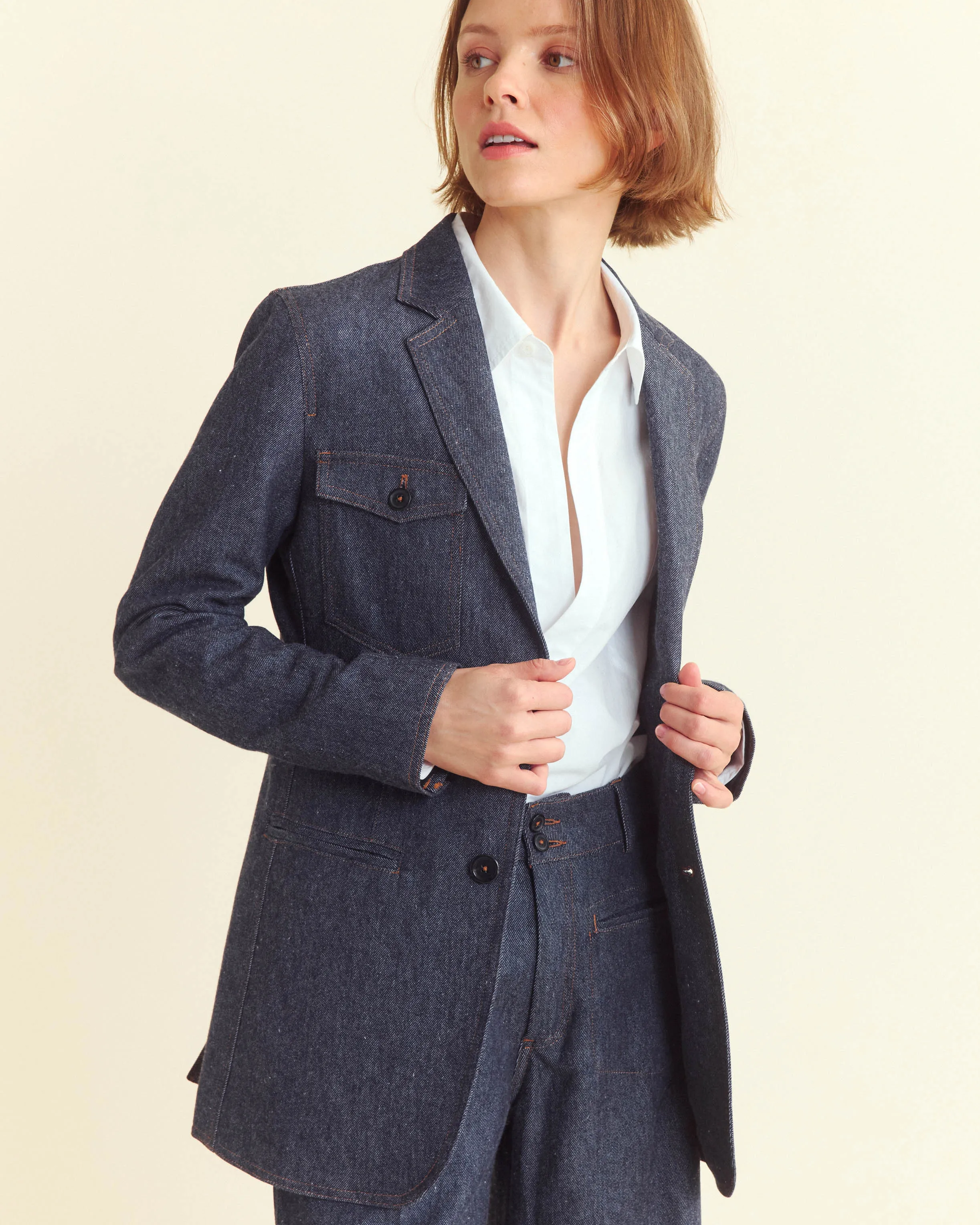 Wool Denim Blazer