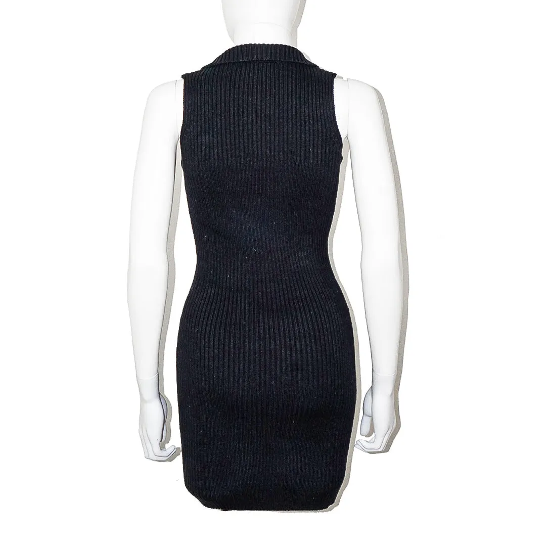 ZARA Zip Up Black Knit Sleeveless Dress