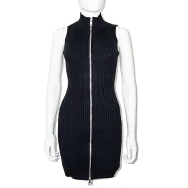 ZARA Zip Up Black Knit Sleeveless Dress