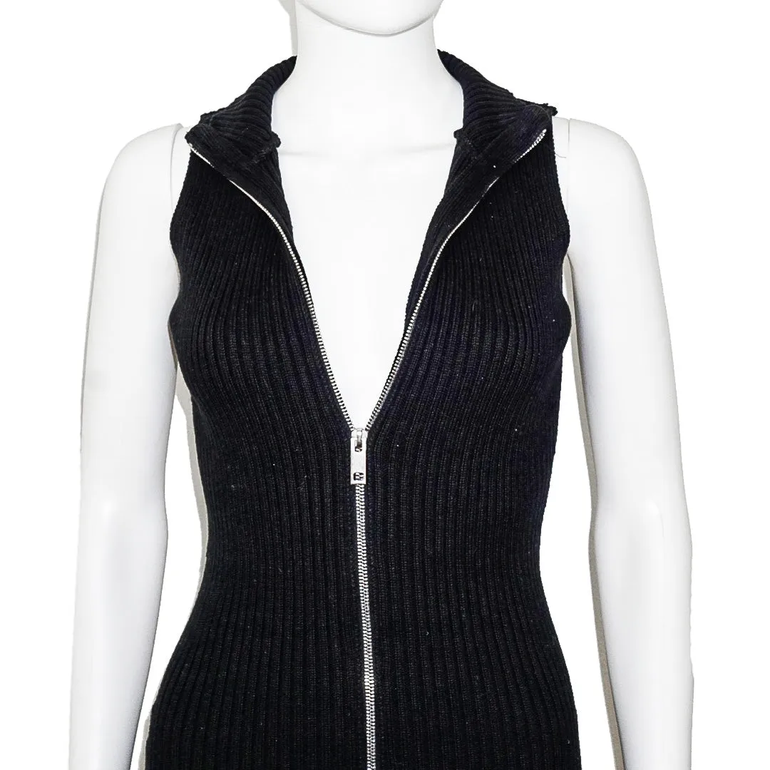 ZARA Zip Up Black Knit Sleeveless Dress