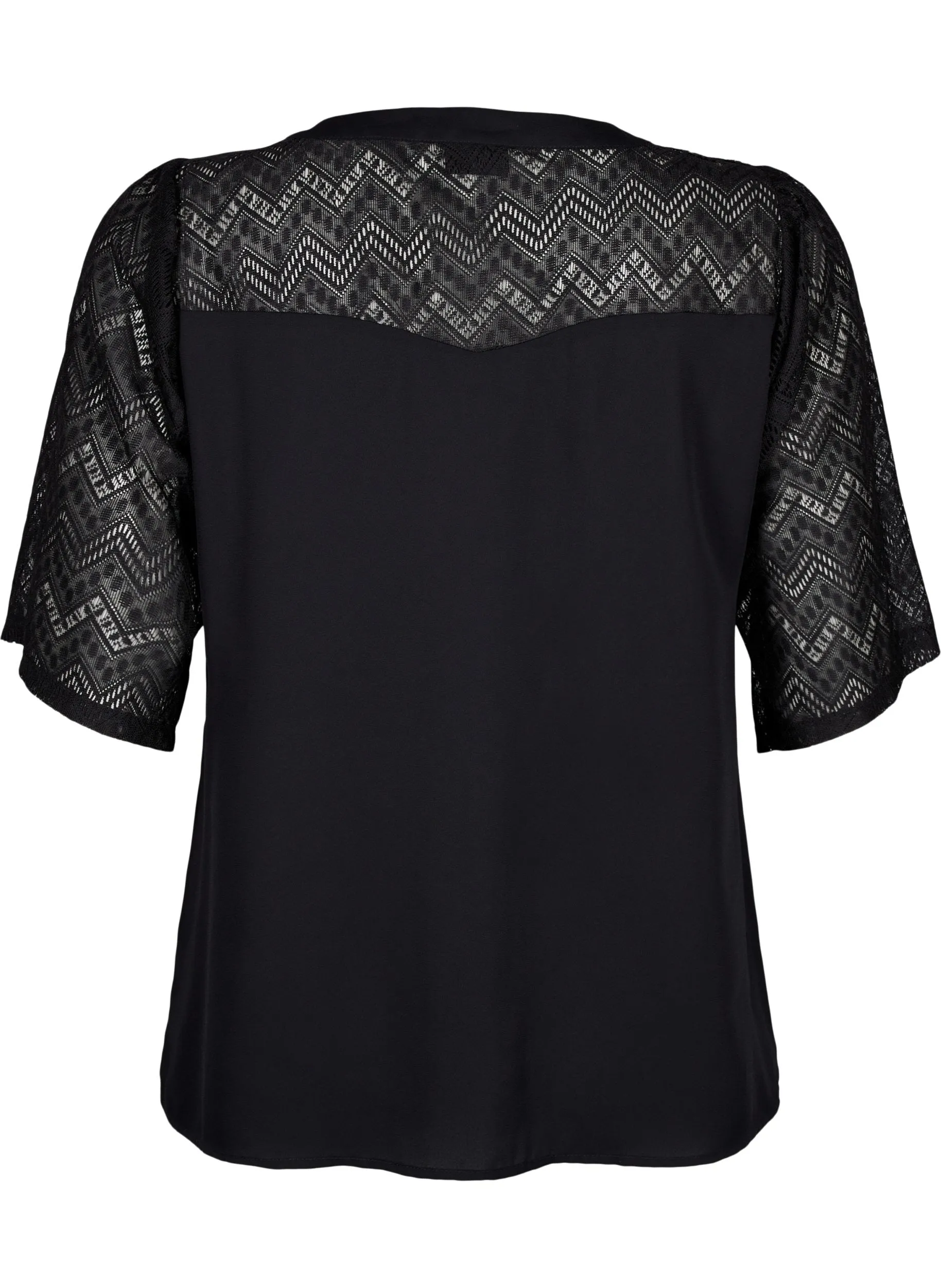 Zizzi Seli Shirt Blouse in Black Lace